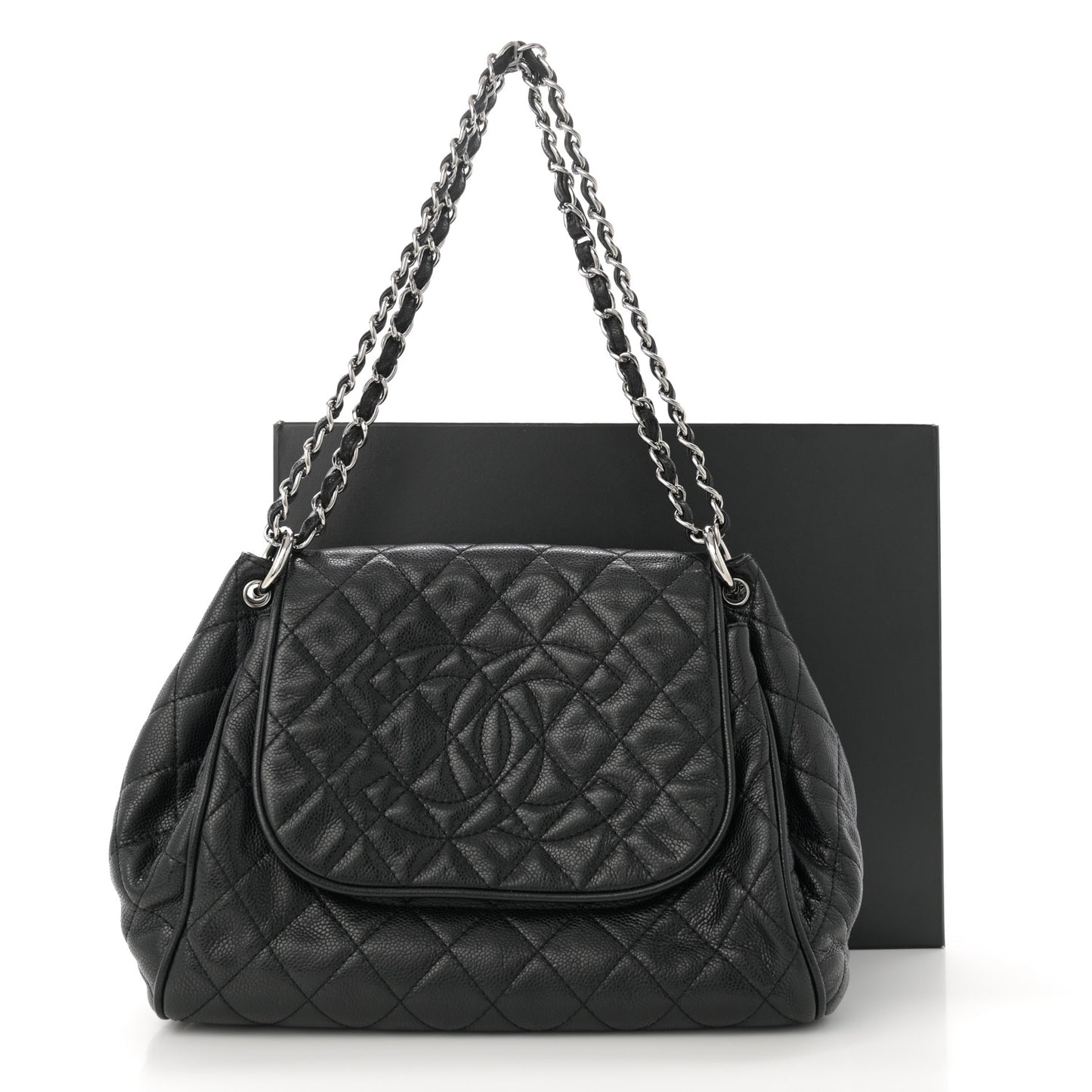 Caviar Quilted Timeless Accordion Flap Black