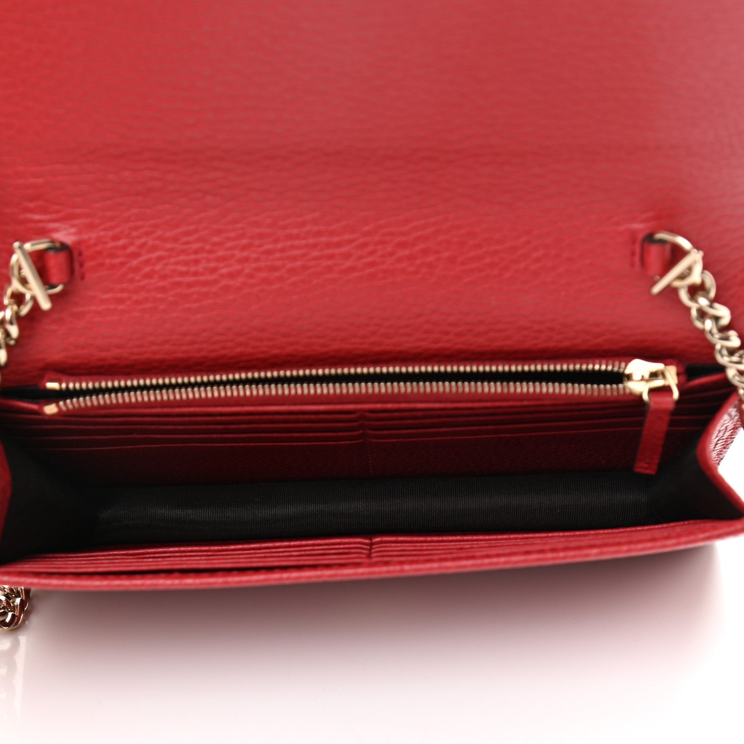 Gucci Dollar Calfskin Interlocking G Chain Wallet Red 5 of 11