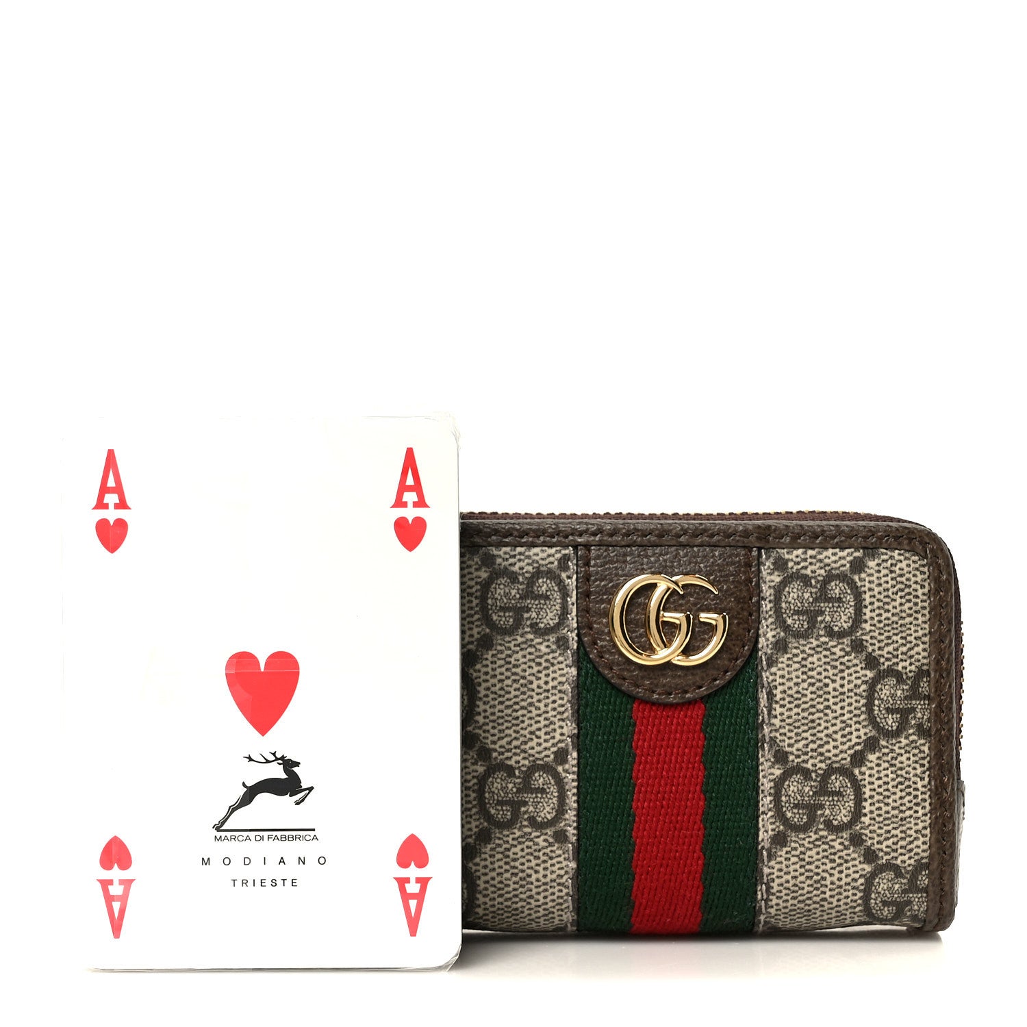 Gucci GG Supreme Monogram Web Ophidia Playing Card Case Beige New Acero 3 of 10