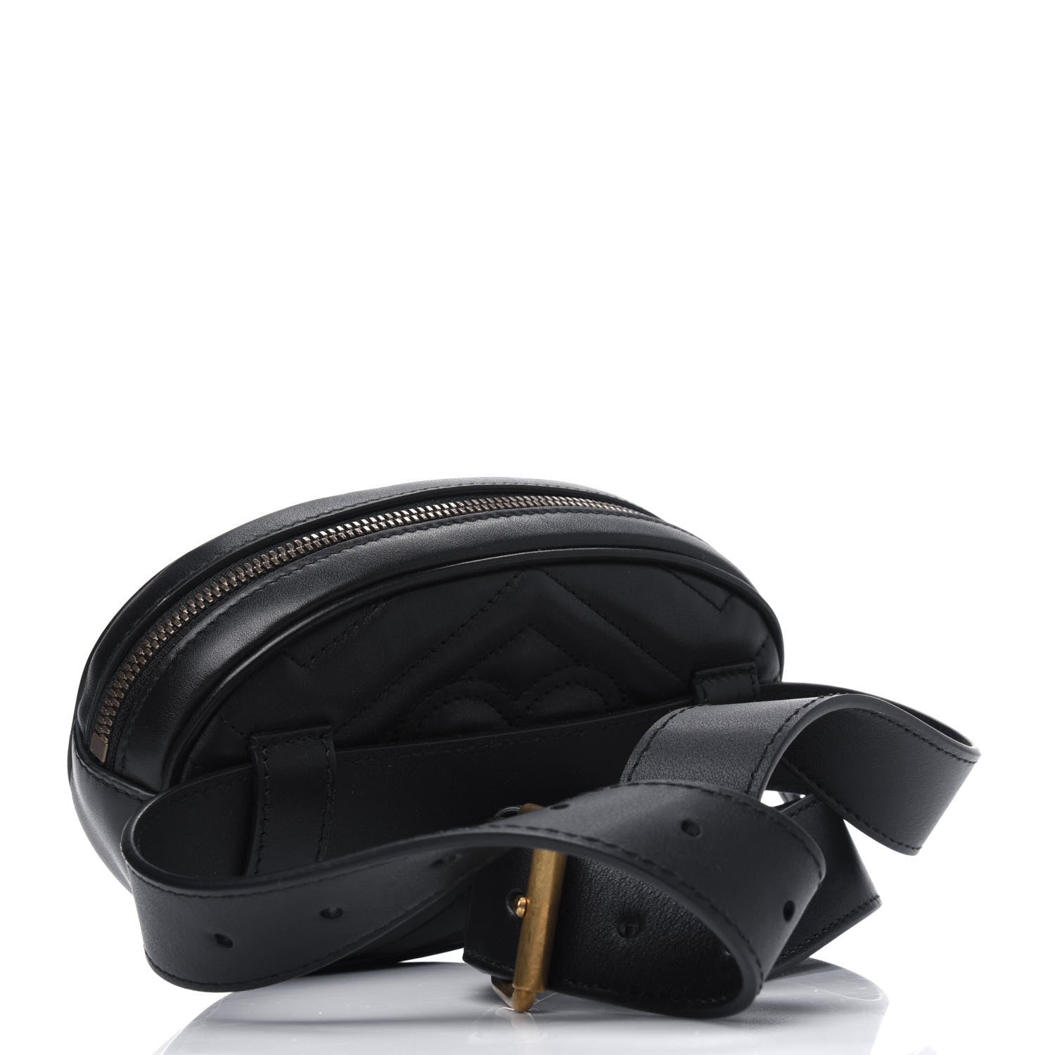 Gucci Calfskin Matelasse GG Marmont Belt Bag 85 34 Black 2 of 4