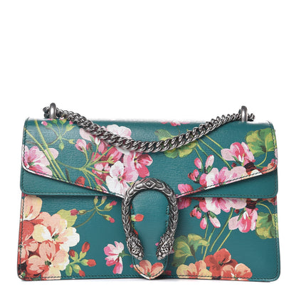Gucci Calfskin Blooms Print Small Dionysus Shoulder Bag Bright Emerald Multicolor 1 of 8