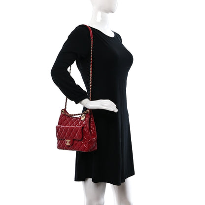 Chanel Shiny Crumpled Calfskin Quilted Wavy CC Hobo Red 2 of 9