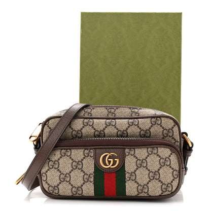 Gucci GG Supreme Monogram Textured Dollar Calfskin Web Mini Ophidia Convertible Shoulder Bag Beige Ebony New Acero 11 of 11