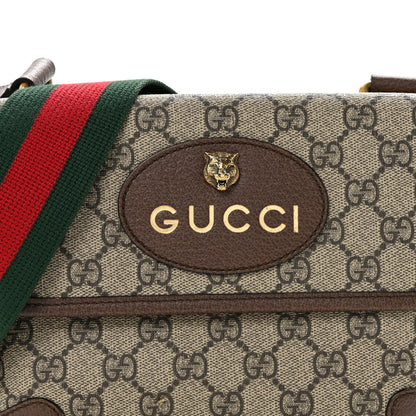 Gucci GG Supreme Monogram Web Small Neo Vintage Double Flap Messenger Bag Beige New Acero 8 of 12