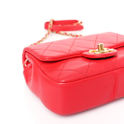 Chanel Lambskin Quilted Small In The Loop Handle Flap Bag Red 8 of 11
