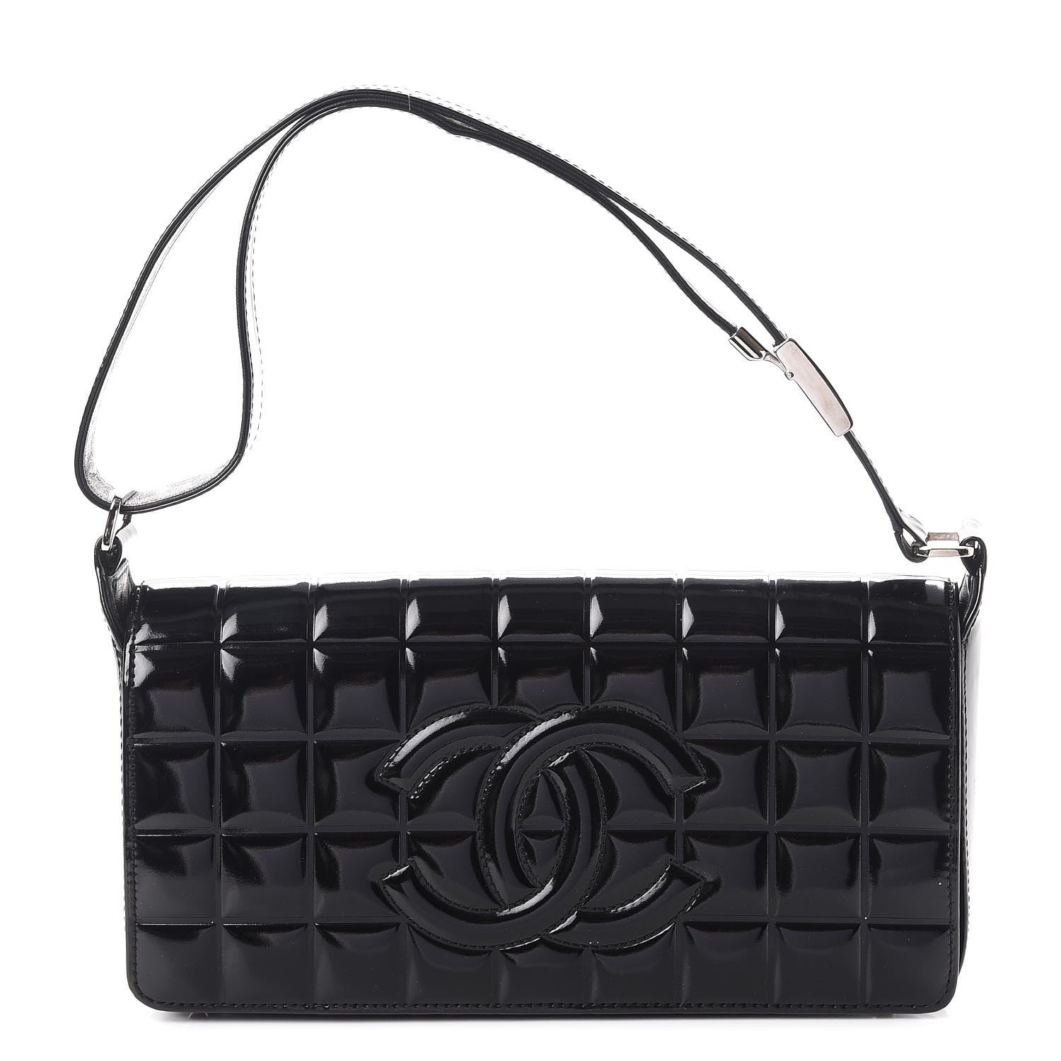 Chanel Patent Chocolate Bar Quilted CC Flap Black 1 of 11