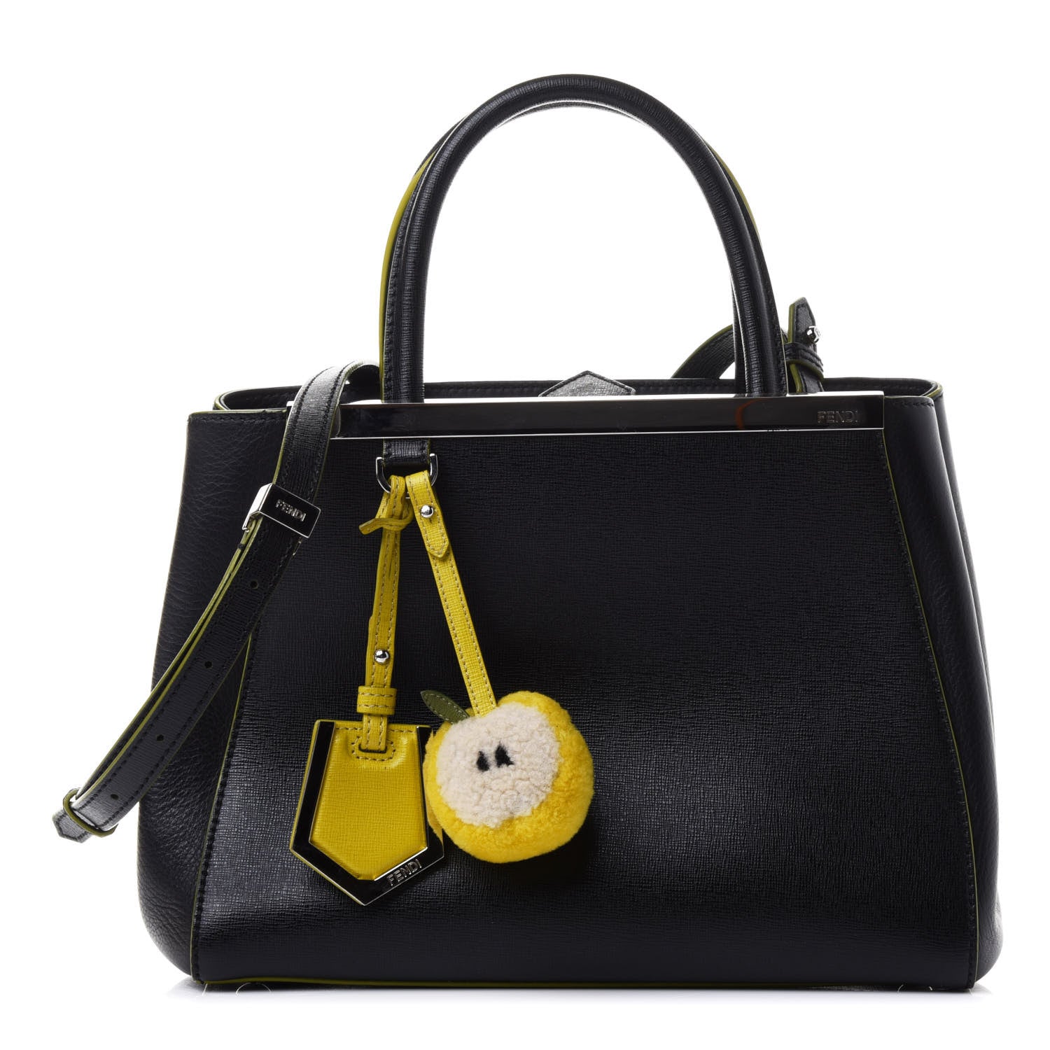 Fendi Vitello Elite Apple Charm Petite 2Jours Tote Black 1 of 16