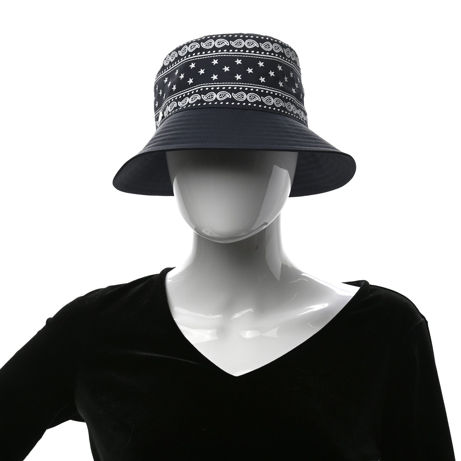 Hermes Technical Gabardine Balade Bandana Bucket Hat 57 Marine 2 of 8