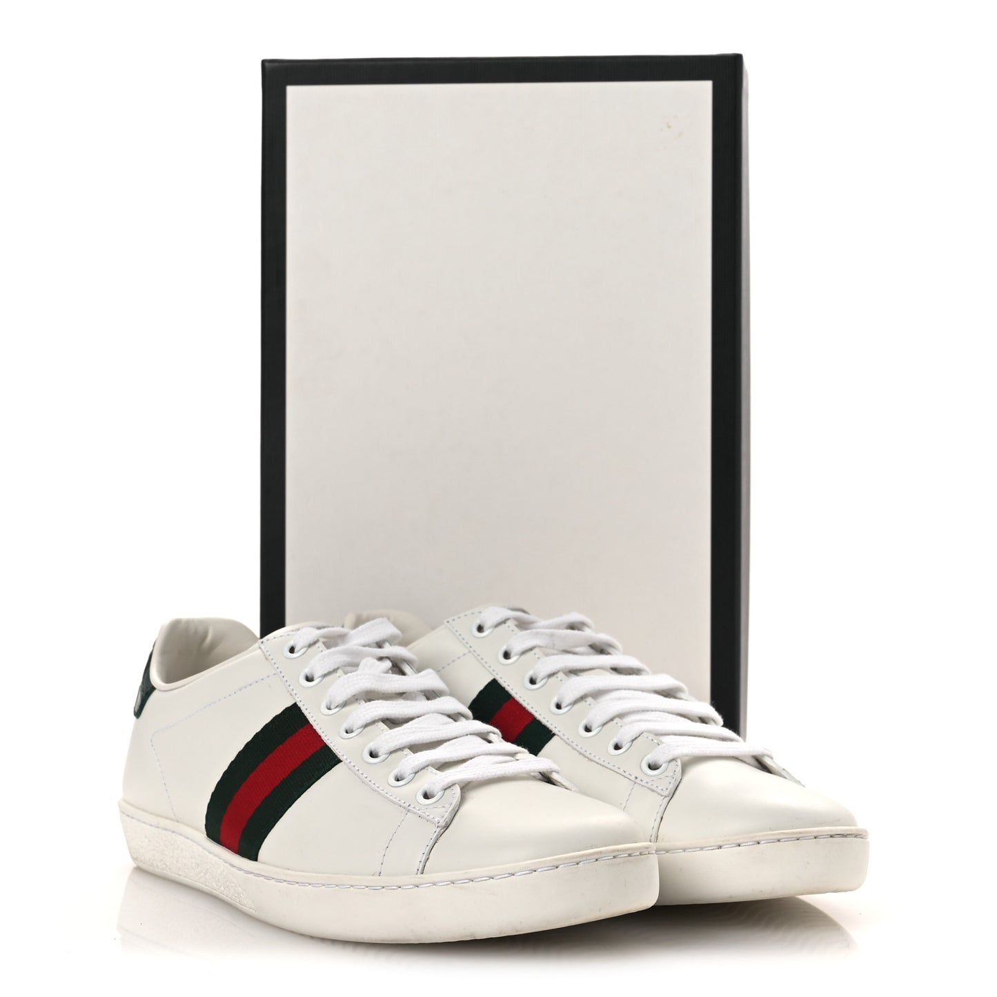 Calfskin Crocodile Web Womens Ace Sneakers 39 White Green