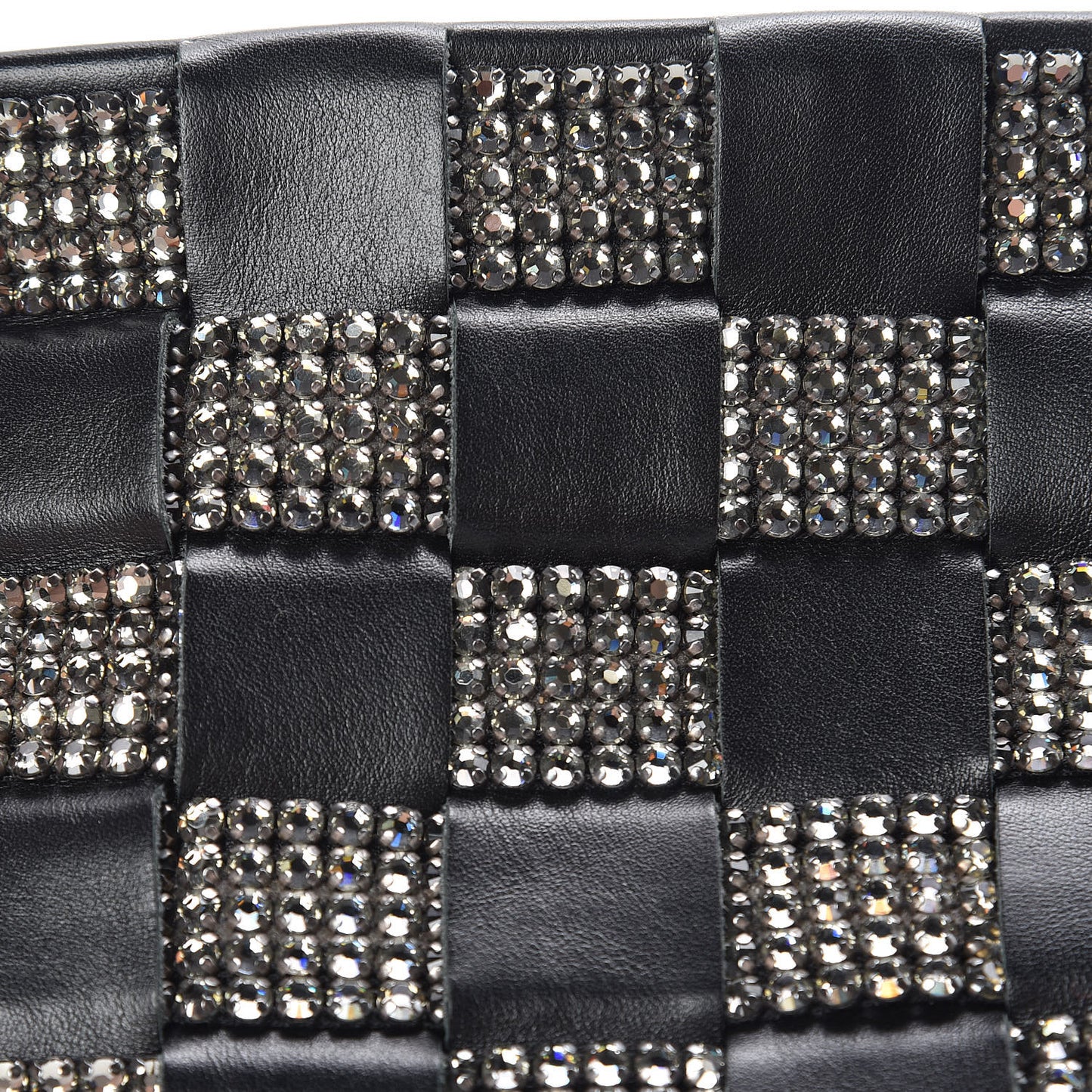 Lambskin Crystal Wristlet Black