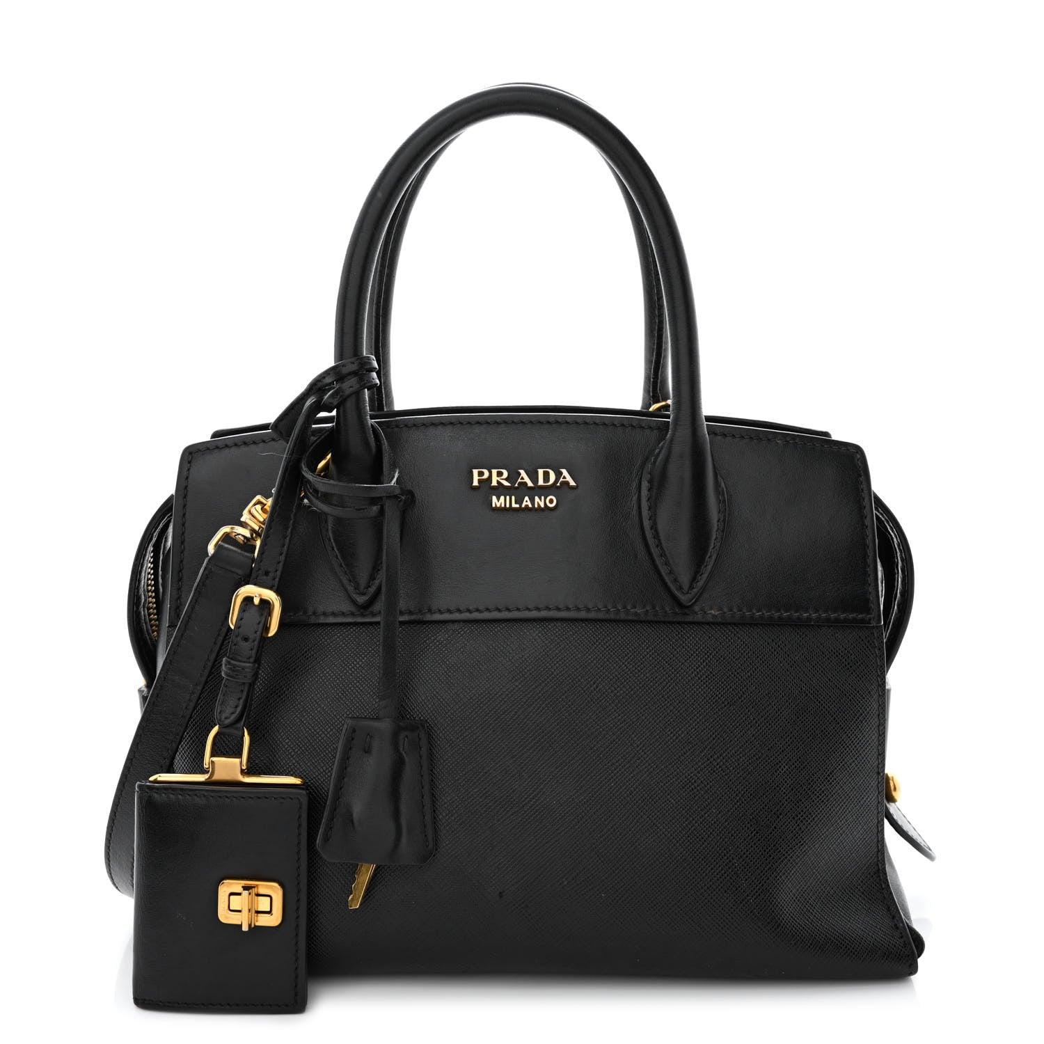 Prada Saffiano City Calfskin Small Esplanade Tote Black 1 of 27