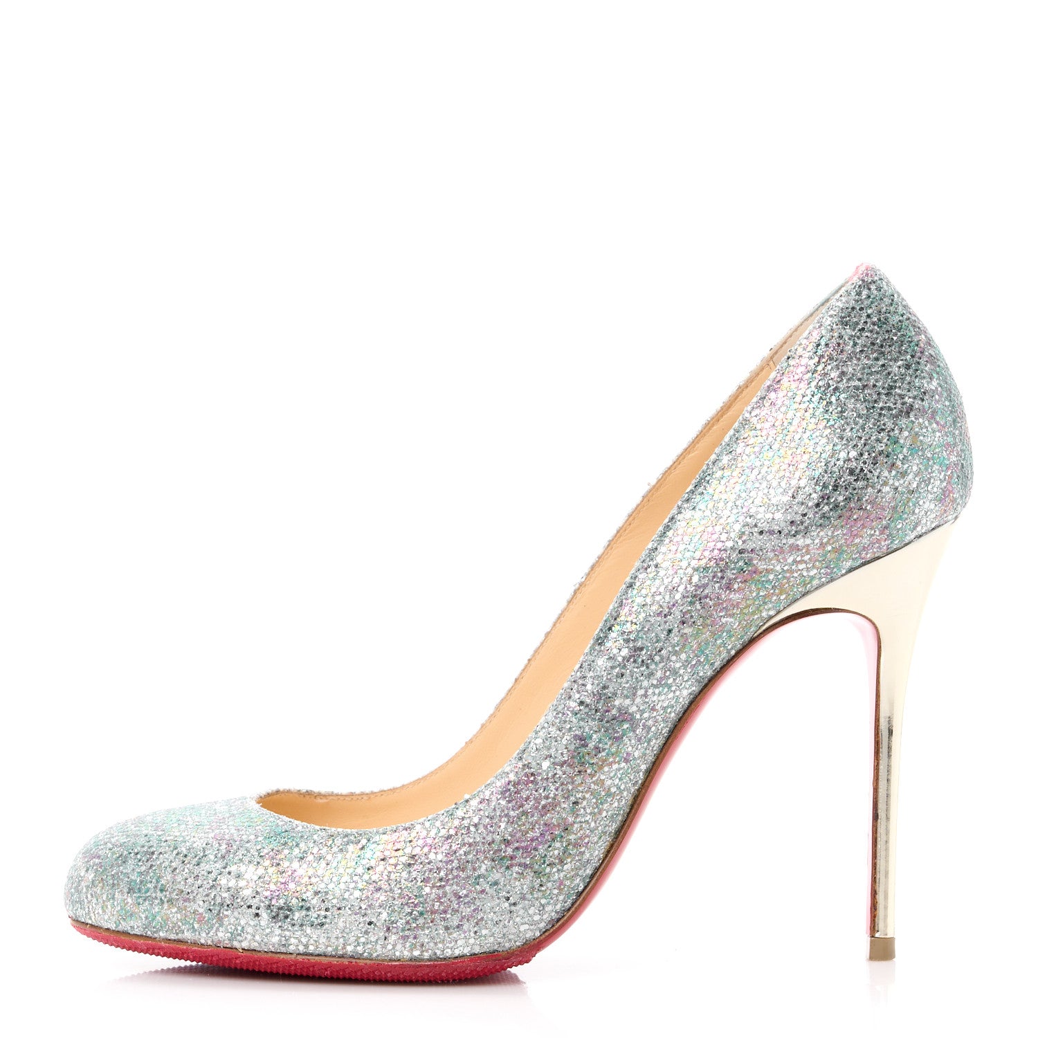 Christian Louboutin Glitter Solaria Specchio Fifi 100 Pumps 38.5 Multi Light Gold 1 of 10