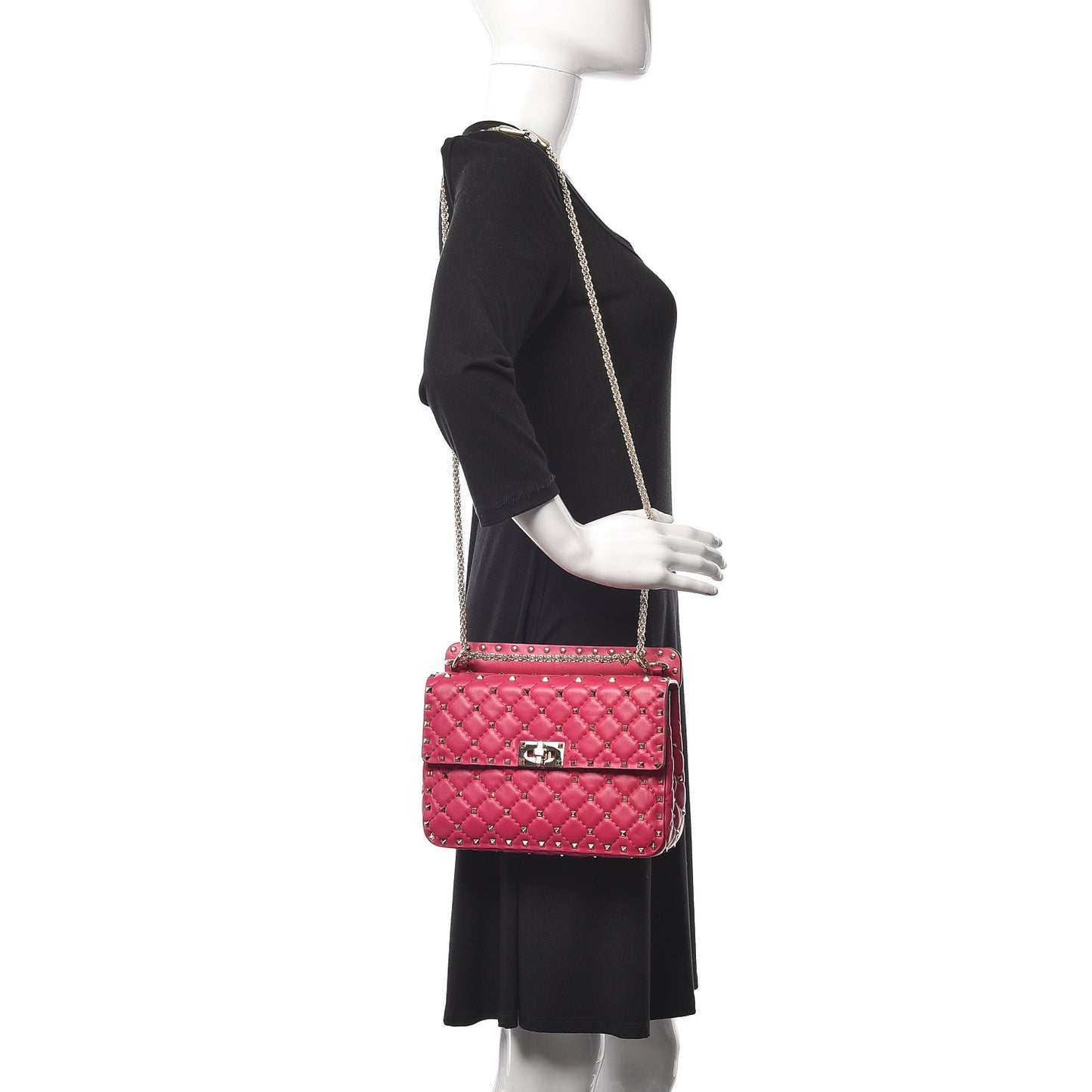 Nappa Medium Rockstud Spike Shoulder Bag Camelia