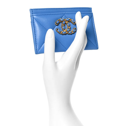 Chanel Lambskin Quilted Chanel 19 Card Holder Blue 2 of 8
