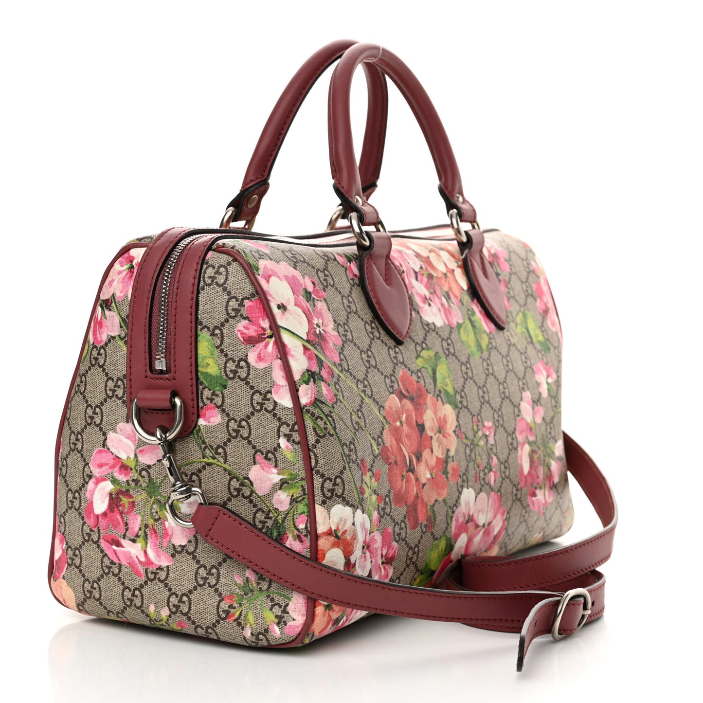GG Supreme Monogram Blooms Medium Boston Beige Multicolor Dry Rose