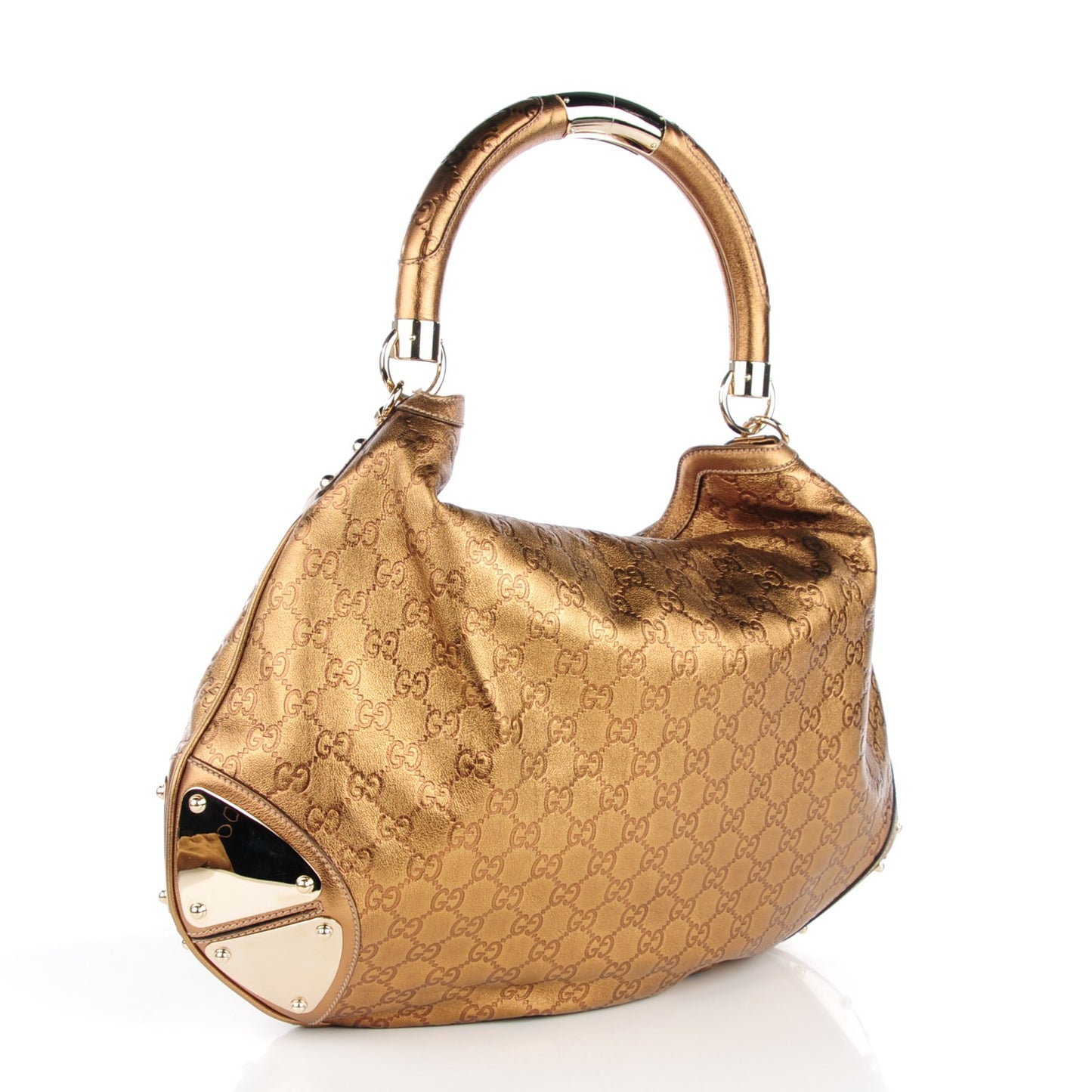 Metallic Guccissima Large Indy Top Handle Hobo Gold