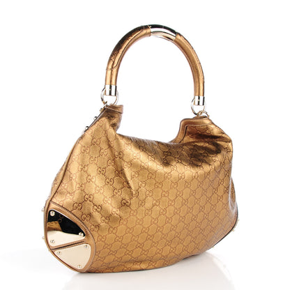 Gucci Metallic Guccissima Large Indy Top Handle Hobo Gold 3 of 7
