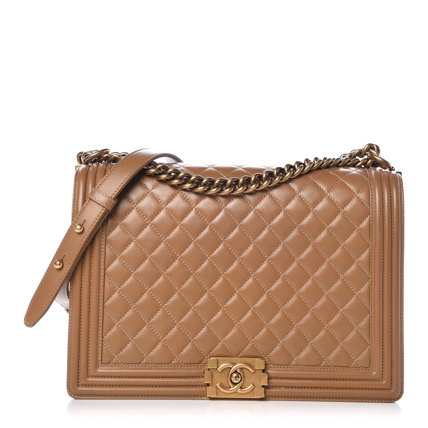Chanel Lambskin Quilted Large Boy Flap Dark Beige 1 of 8