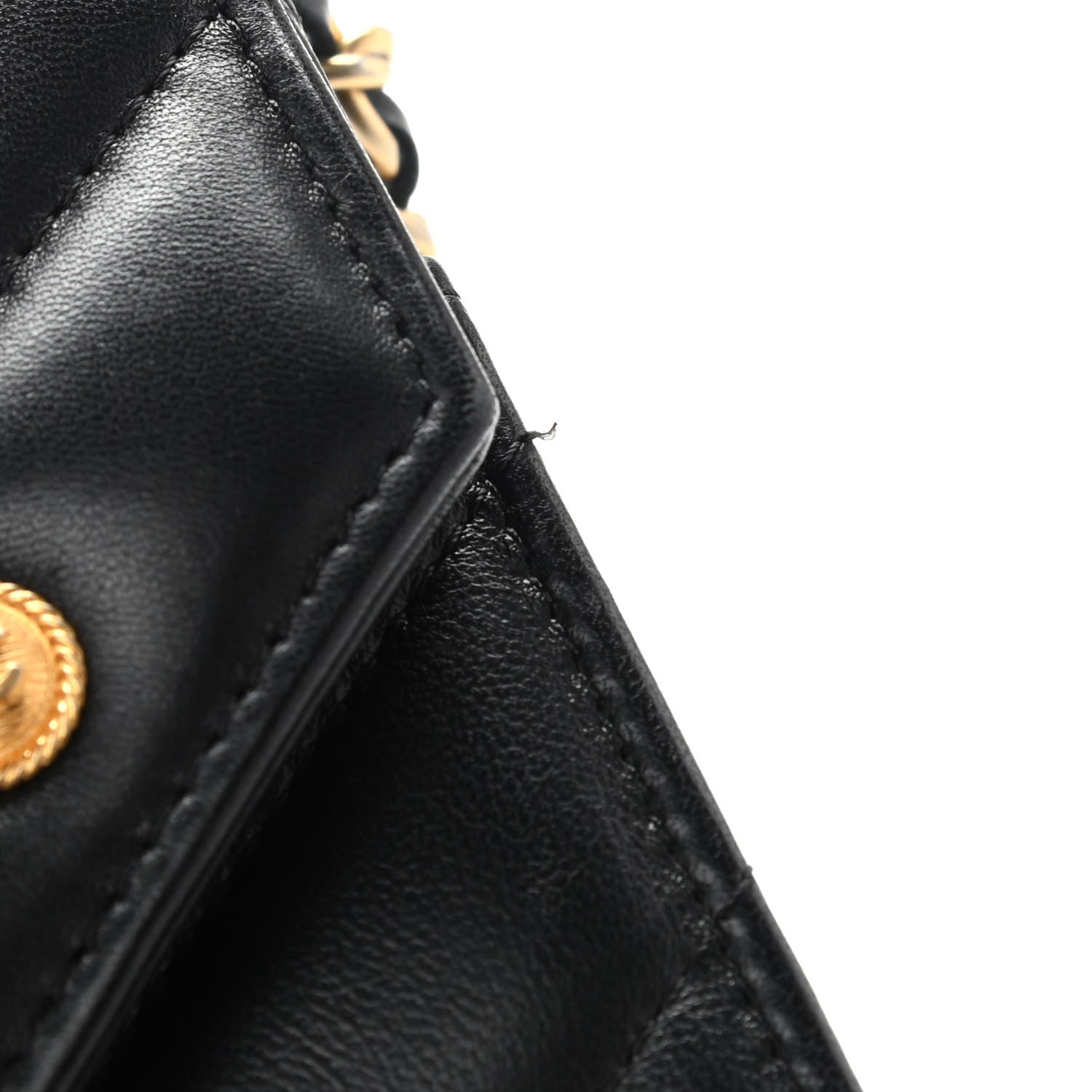 Chanel Lambskin Chevron Quilted Medallion Wallet On Chain WOC Black 13 of 14