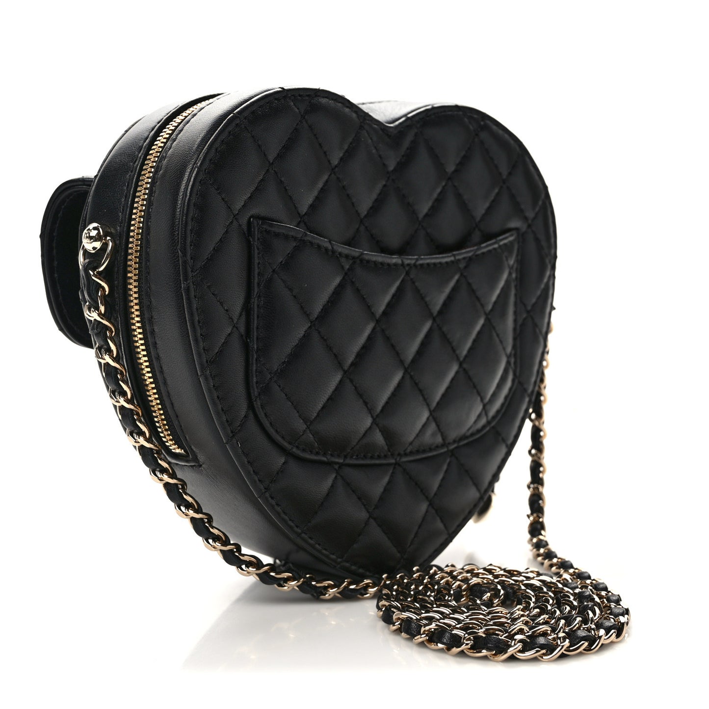 Lambskin Quilted CC In Love Heart Bag Black