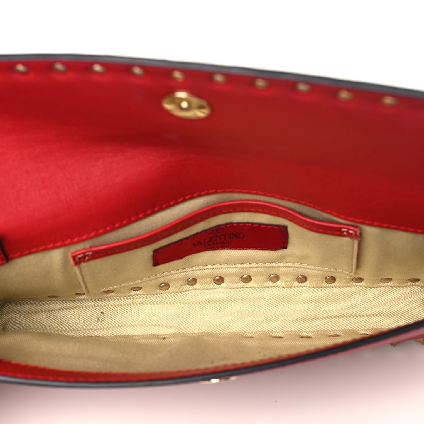 Nappa Rockstud Bangle Clutch Red