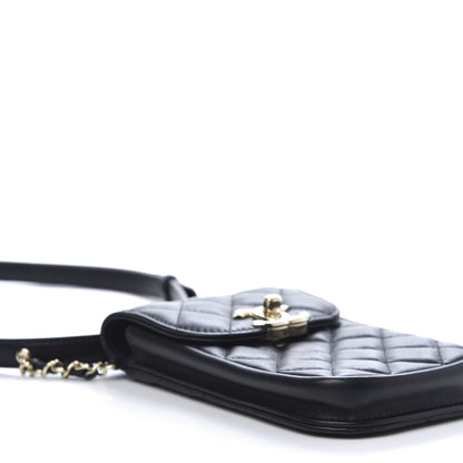 Chanel Lambskin Quilted Phone Chain Clutch Waist Bag Black 6 of 12