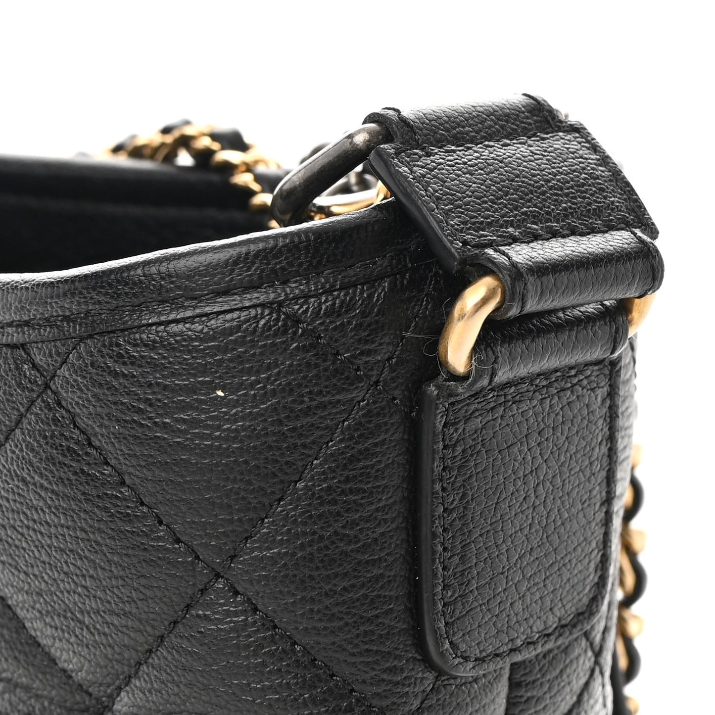 Patent Goatskin Quilted Medium Gabrielle Hobo Black