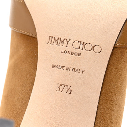 Jimmy Choo Suede Shiny Calfskin Alix 85 Buckle Pumps 37.5 Camel 7 of 10