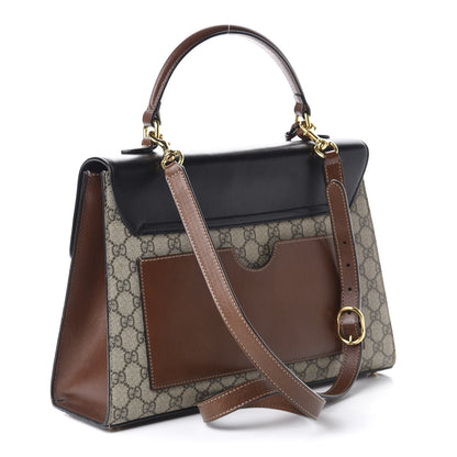 Gucci GG Supreme Monogram Calfskin Medium Padlock Top Handle Bag Beige Black Cuir 3 of 13