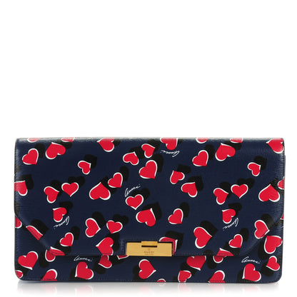 Gucci Textured Calfskin Heartbeat Print Clutch Blue 1 of 7