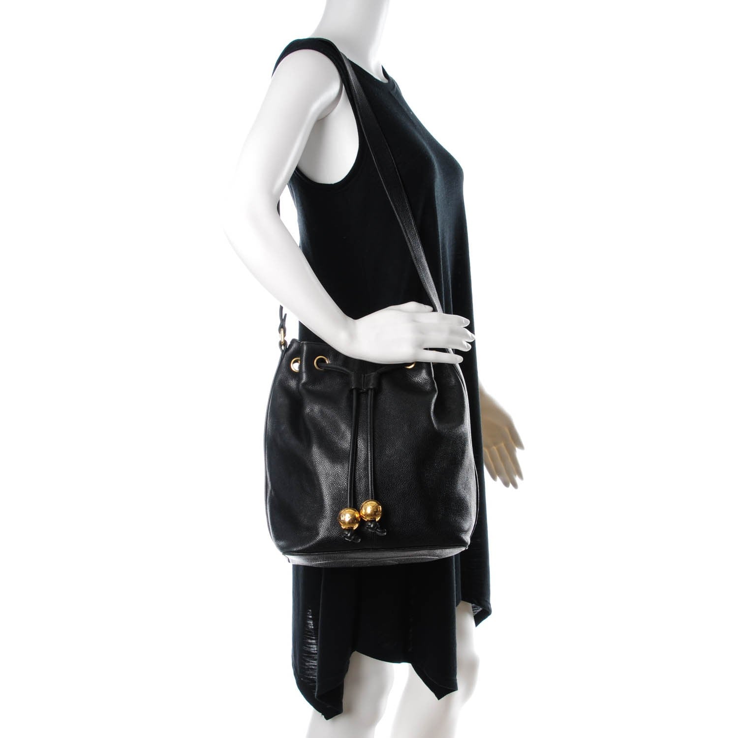 Chanel Caviar CC Drawstring Shoulder Bag Black 2 of 9