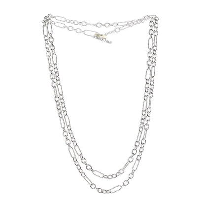 David Yurman Sterling Silver 18K Yellow Gold Link Figaro Link Toggle Necklace 36" 3 of 5