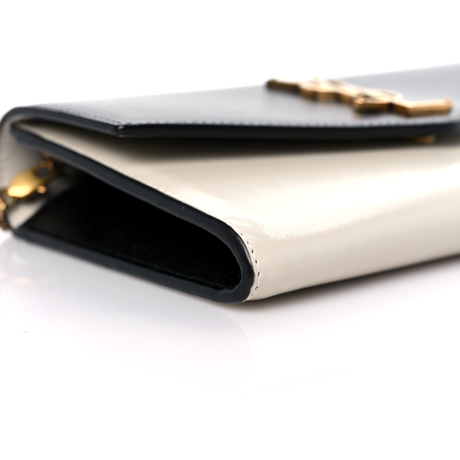 Saint Laurent Smooth Shiny Calfskin Uptown Chain Wallet Black Crema Soft 8 of 12