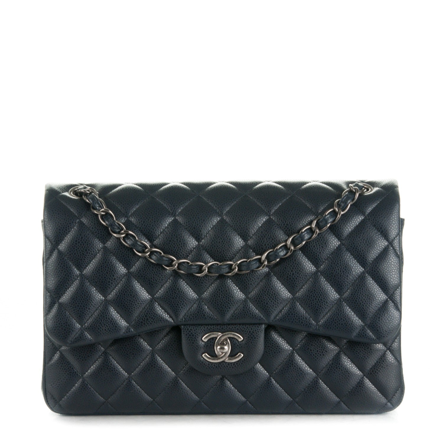Chanel Caviar Quilted Jumbo Double Flap Navy Blue 1 of 9