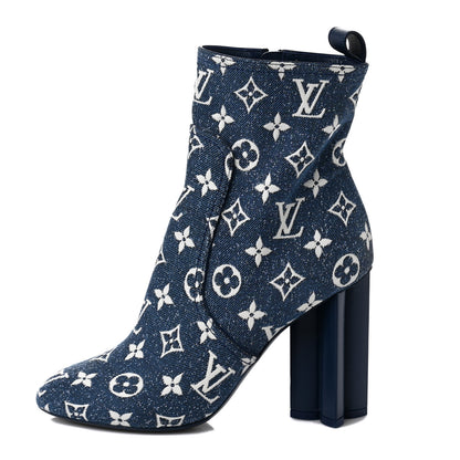 Louis Vuitton Denim Monogram Silhouette Ankle Boots 39 Navy Blue 1 of 6