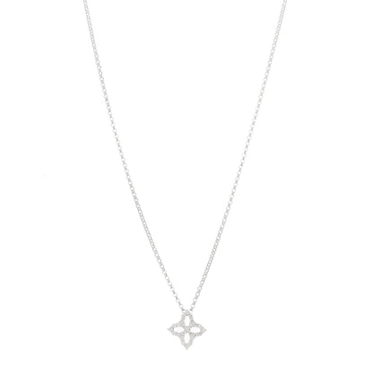 Roberto Coin 18K White Gold Diamond Small Princess Open Flower Pendant Necklace 1 of 6