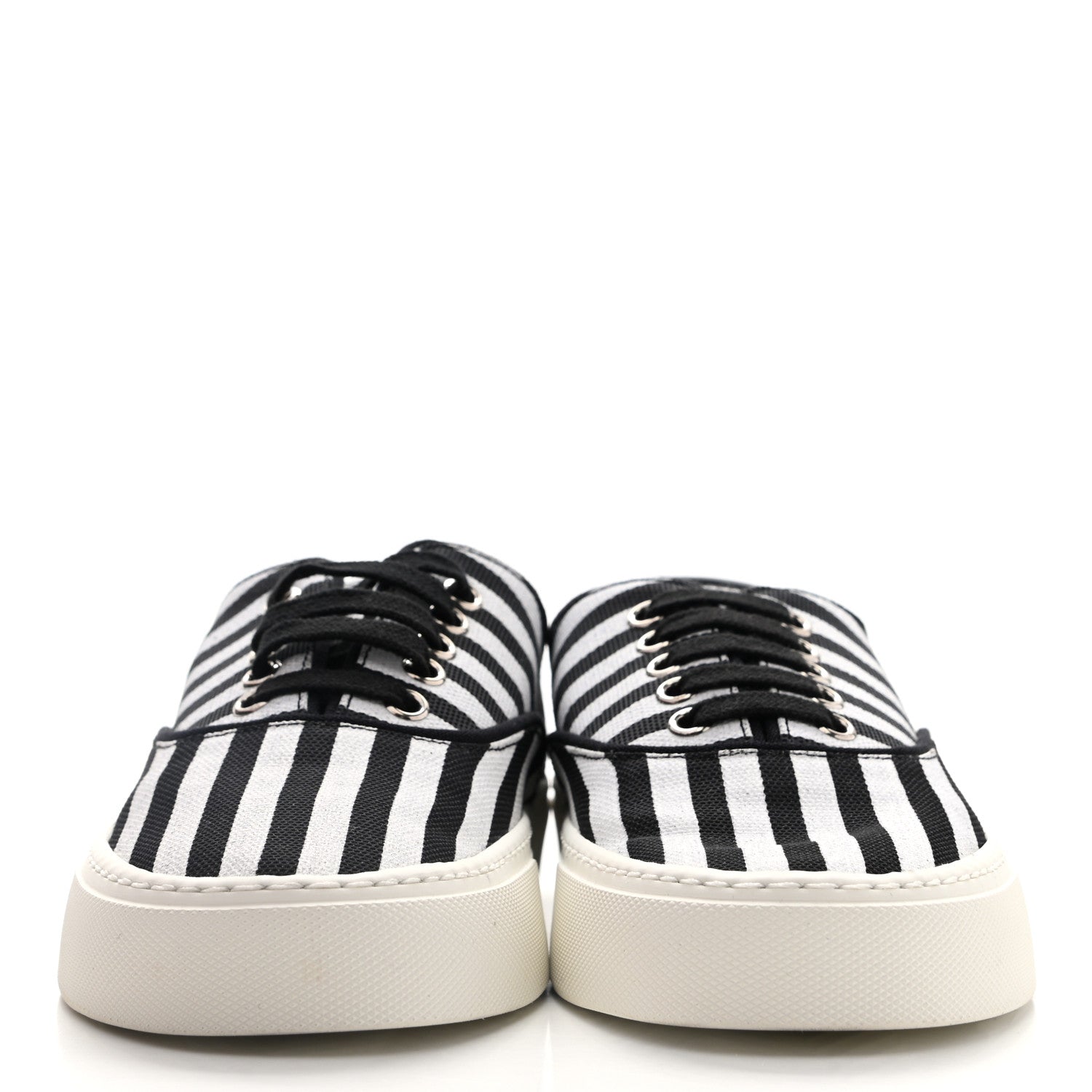 Saint Laurent Canvas Striped Venice Low Top Sneakers 36.5 Black White 2 of 12