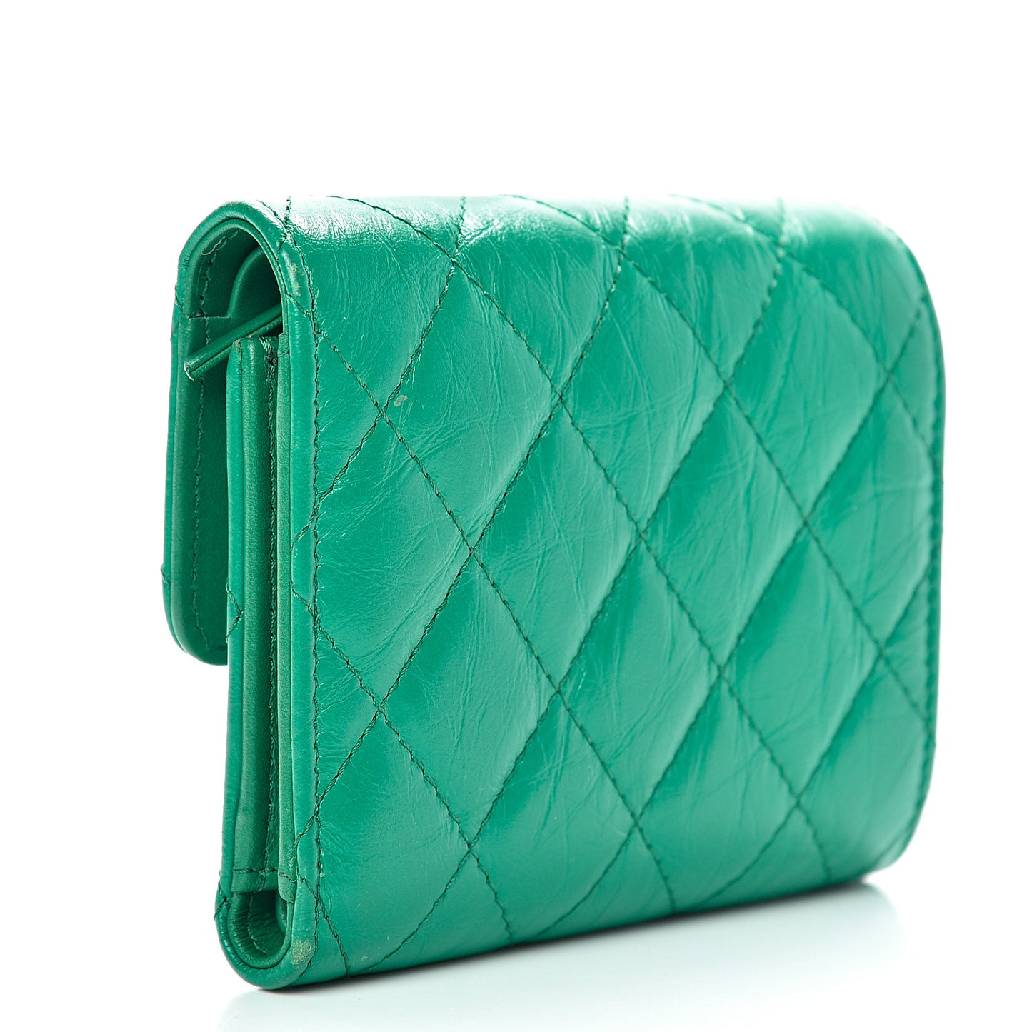 Aged Calfskin Quilted Reissue Compact Wallet Green