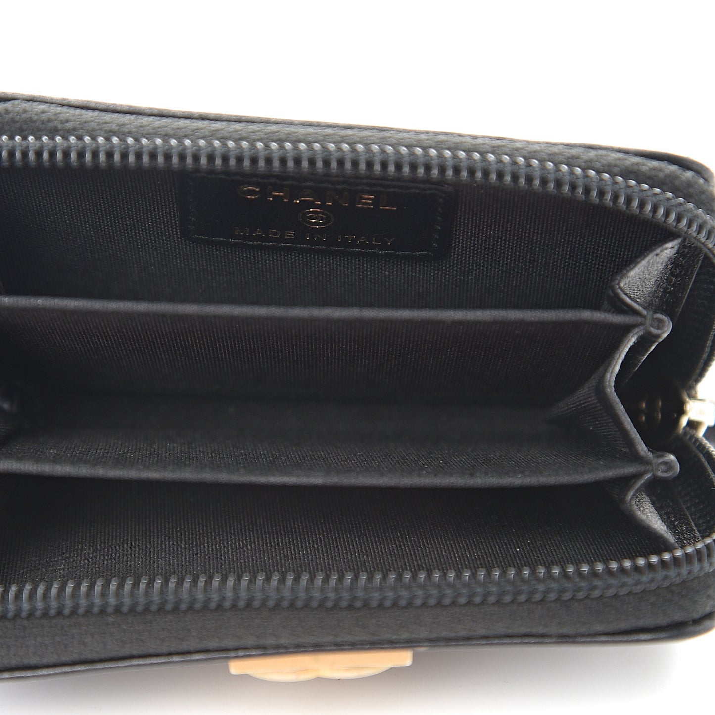 Lambskin Quilted Zip Around Boy Coin Purse Wallet Black