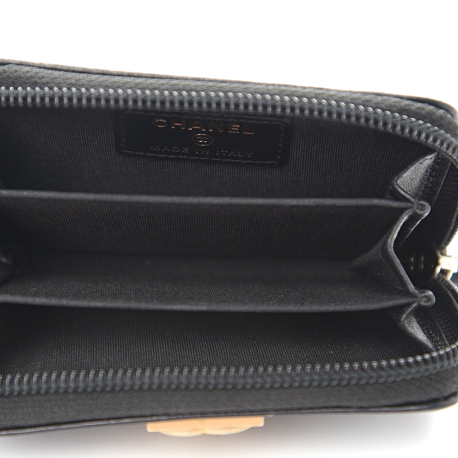 Chanel Lambskin Quilted Zip Around Boy Coin Purse Wallet Black 4 of 7
