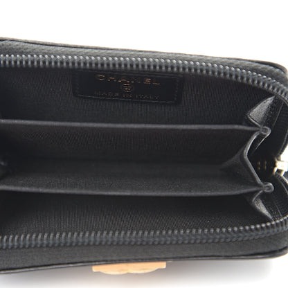 Chanel Lambskin Quilted Zip Around Boy Coin Purse Wallet Black 4 of 7