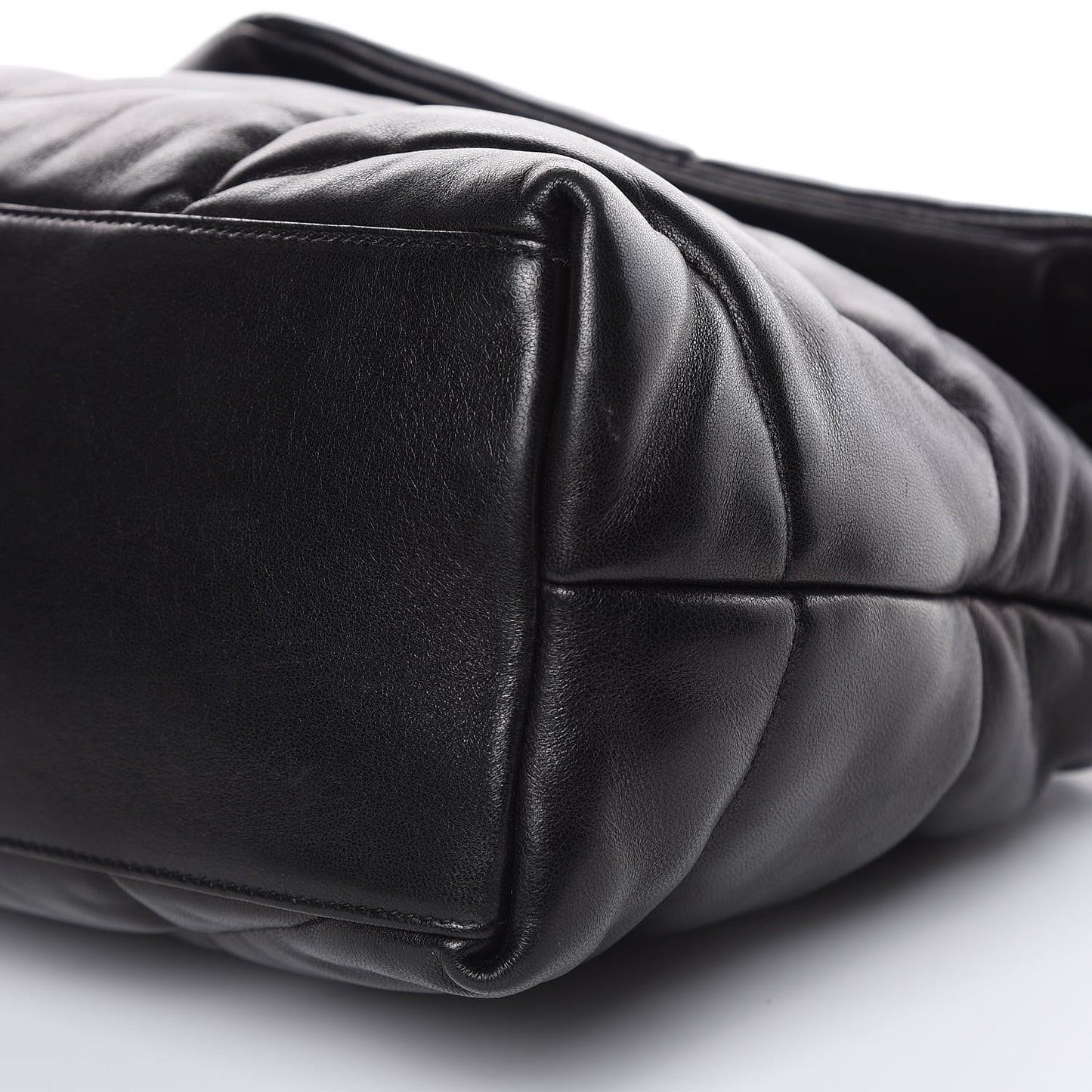 Lambskin Quilted Medium Loulou Puffer Monogram Chain Satchel Black