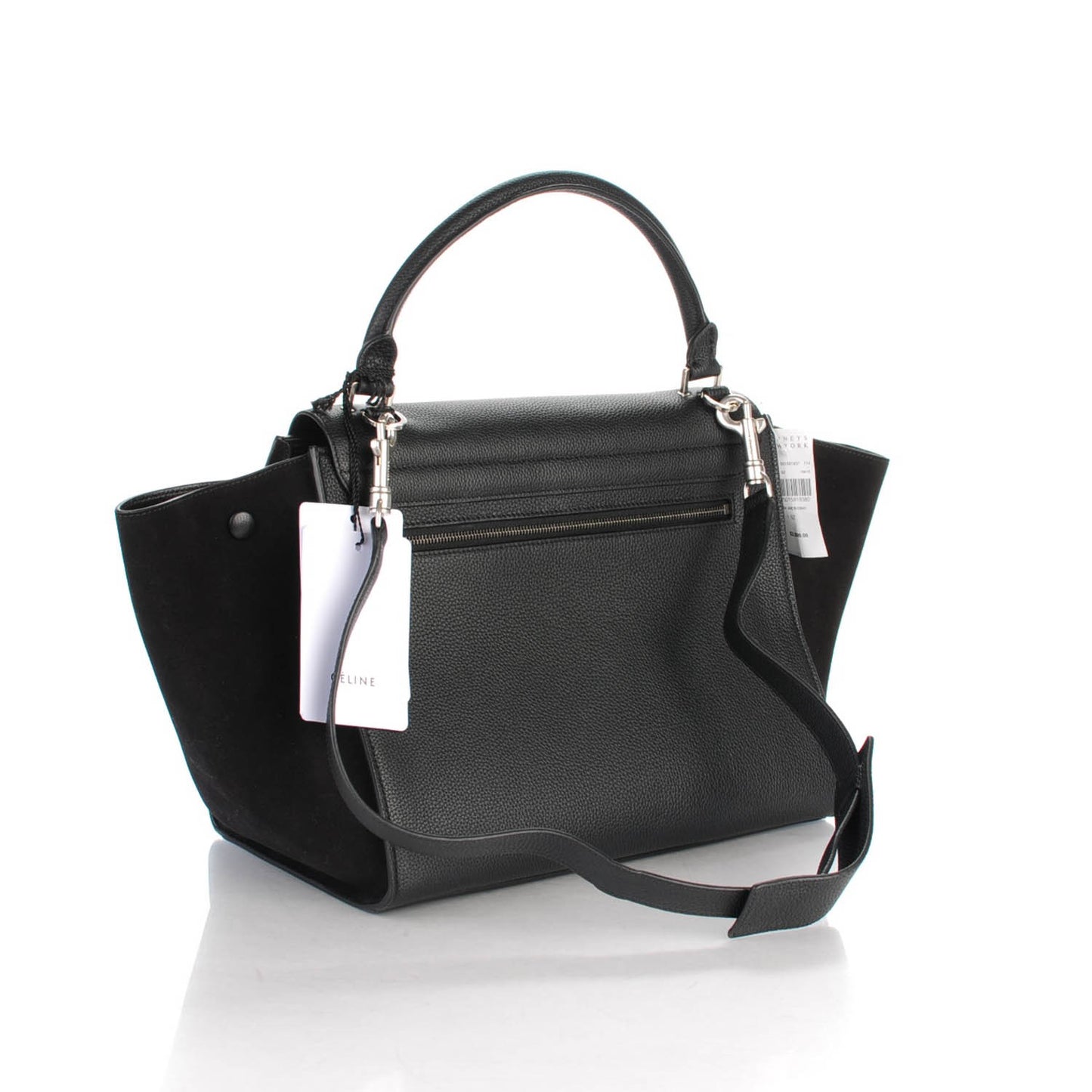Drummed Calfskin Suede Medium Trapeze Black