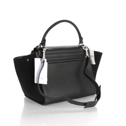 Celine Drummed Calfskin Suede Medium Trapeze Black 3 of 7