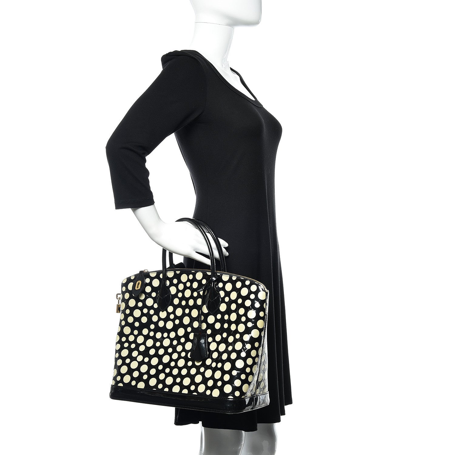 Louis Vuitton Vernis Kusama Infinity Dots Lockit MM Black 2 of 11
