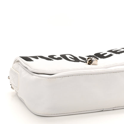 Alexander McQueen Nylon Graffiti Skull Small Crossbody Bag White Black 10 of 11