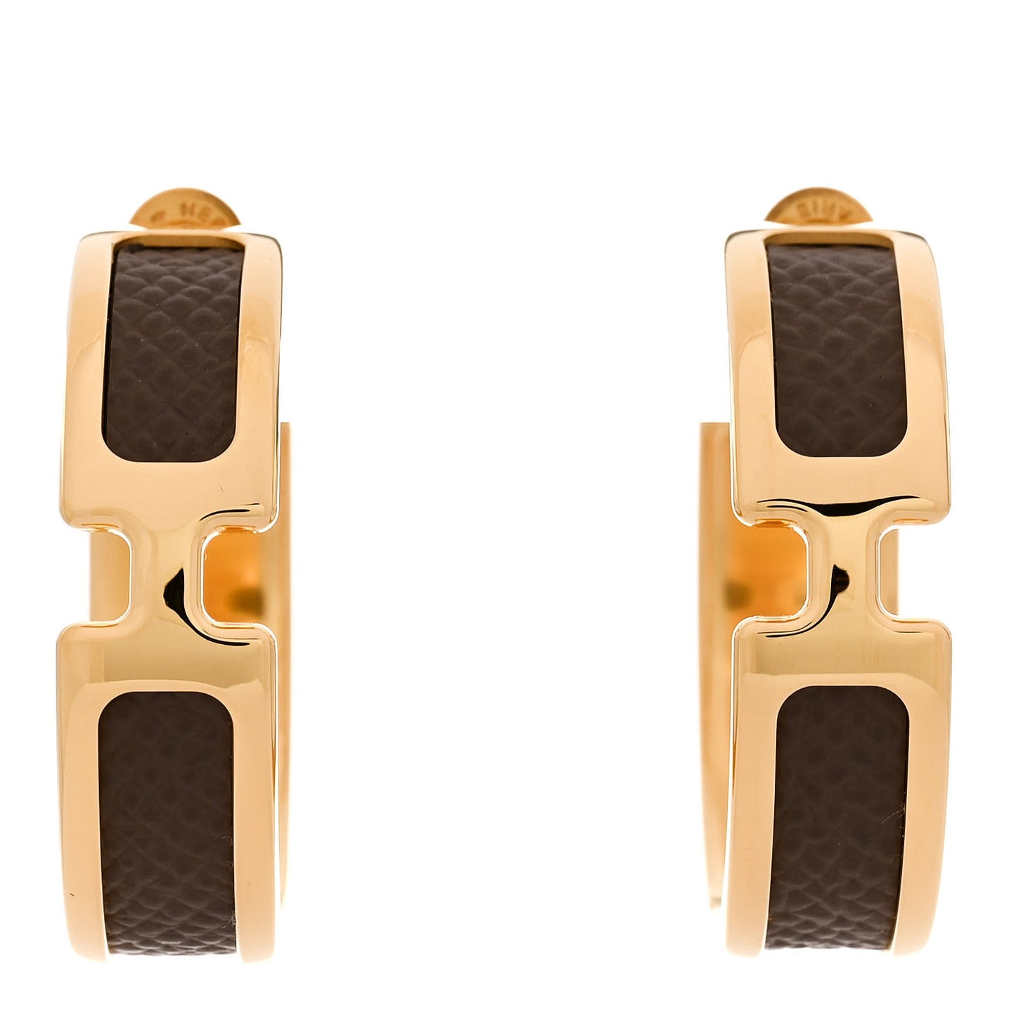 Madame Calfskin Olympe Hoop Earrings Etoupe