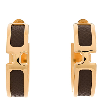 Hermes Madame Calfskin Olympe Hoop Earrings Etoupe 1 of 5