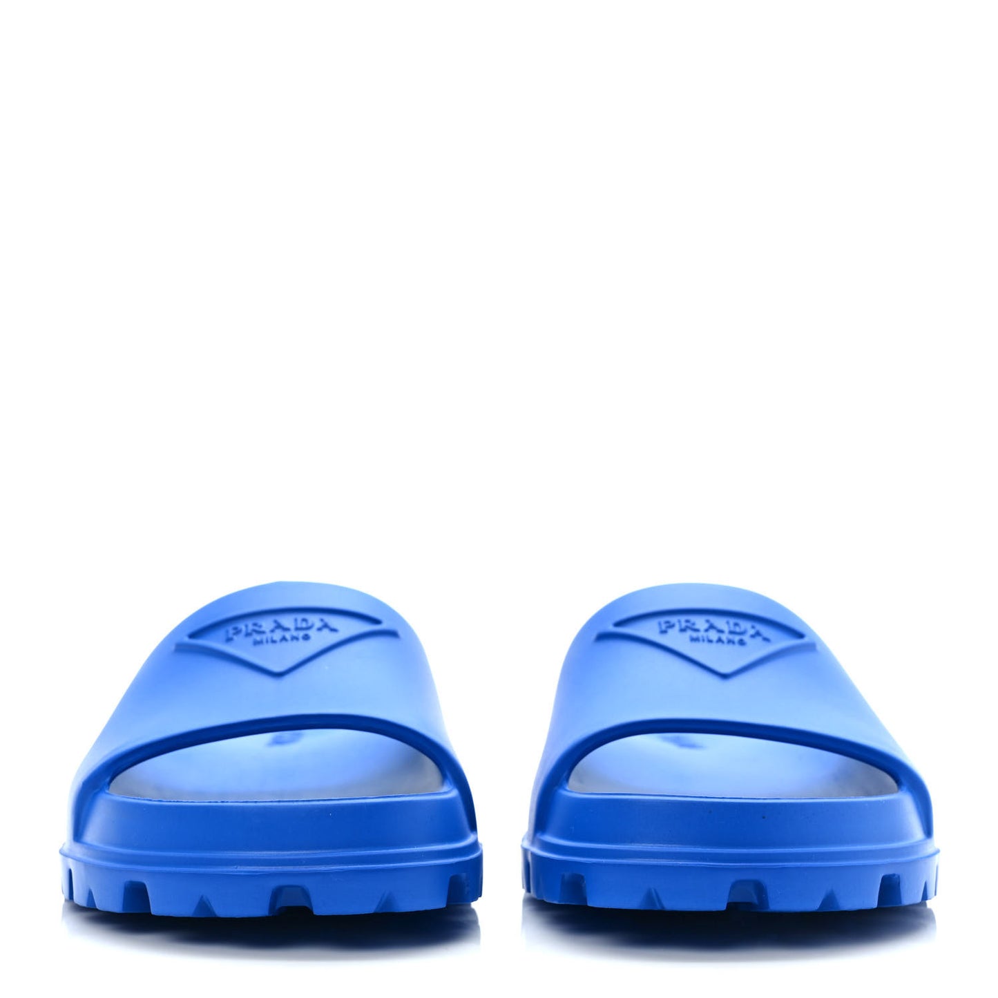 EVA Rubber Triangle Logo Embossed Womens Lug Sole 20mm Slide Sandals 39 Azzurro