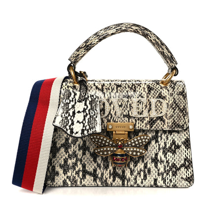 Gucci Snakeskin Sylvie Web Small Queen Margaret Top Handle Bag Roccia Natural 1 of 11